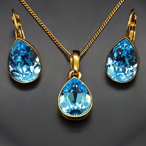 Комплект "Kristāla Lāse (Aquamarine Blue)" с кристаллами Swarovski™